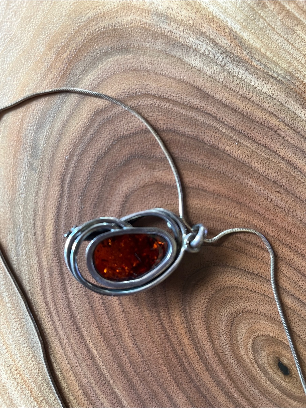 Paolo Rombo 925 Silver chain faux Amber Teardrop Pendant Necklace - Picture 3 of 3